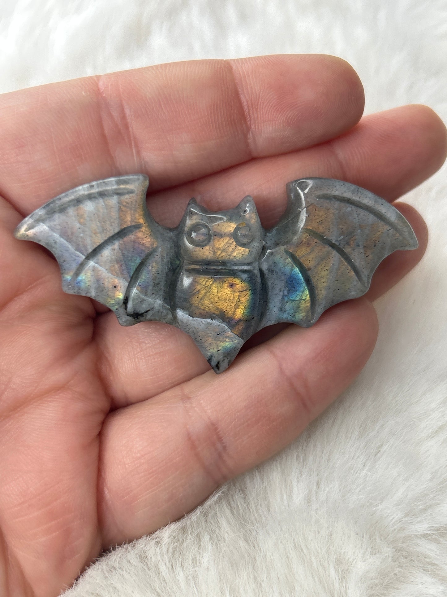 Labradorite Bat Carving