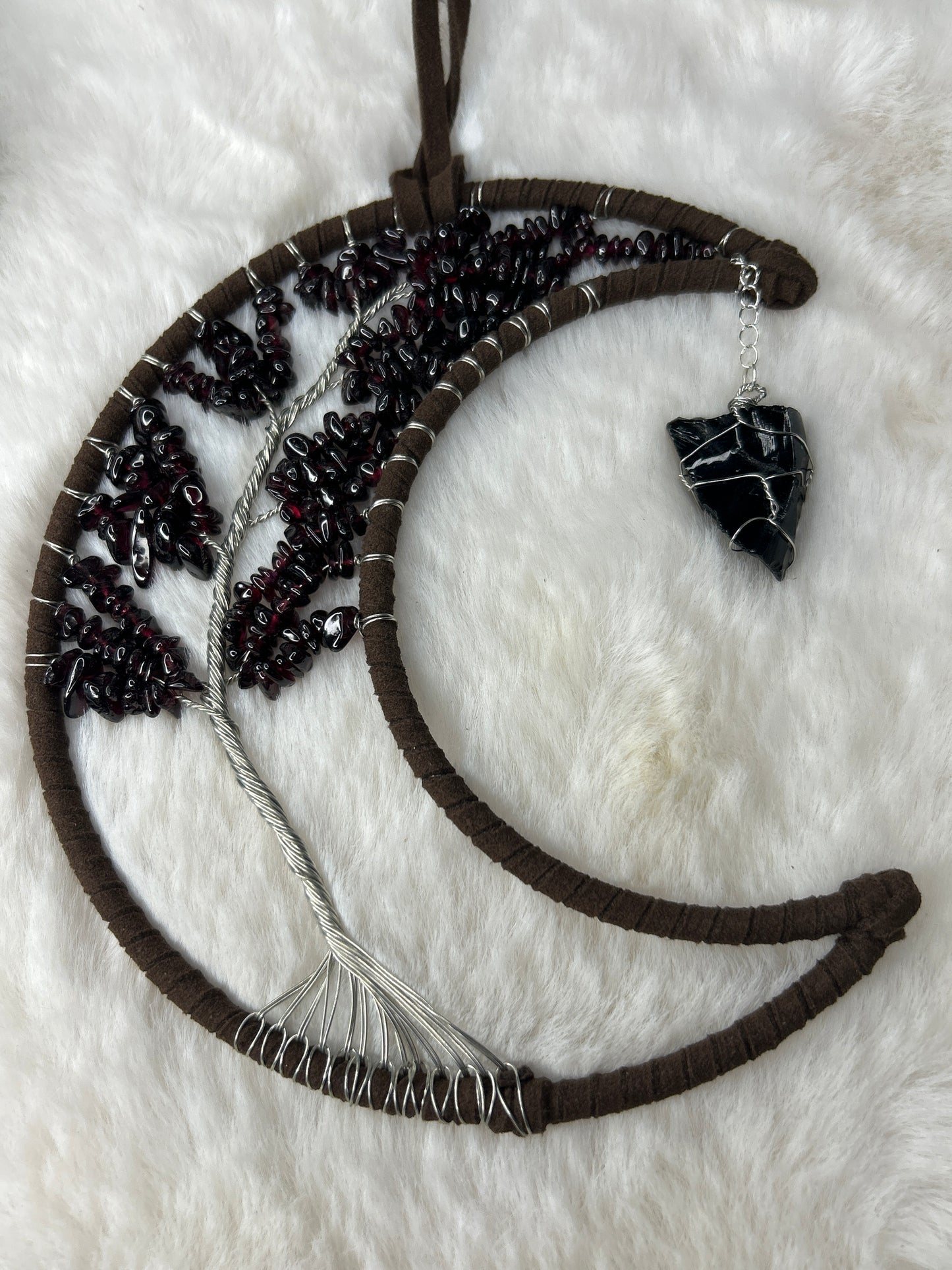 Garnet with Obsidian Moon Wall Hanging