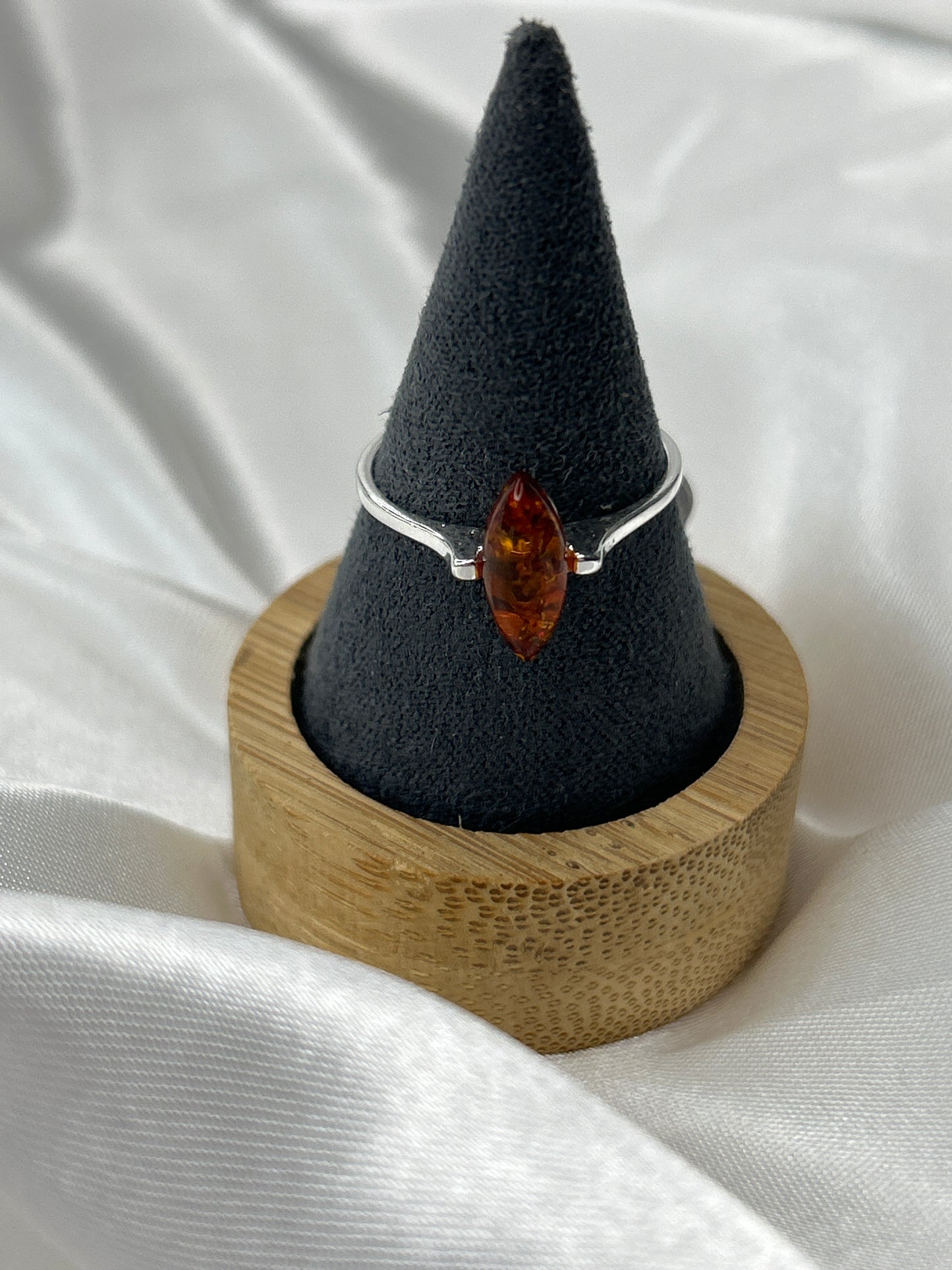 .925 Sterling Silver Amber Ring