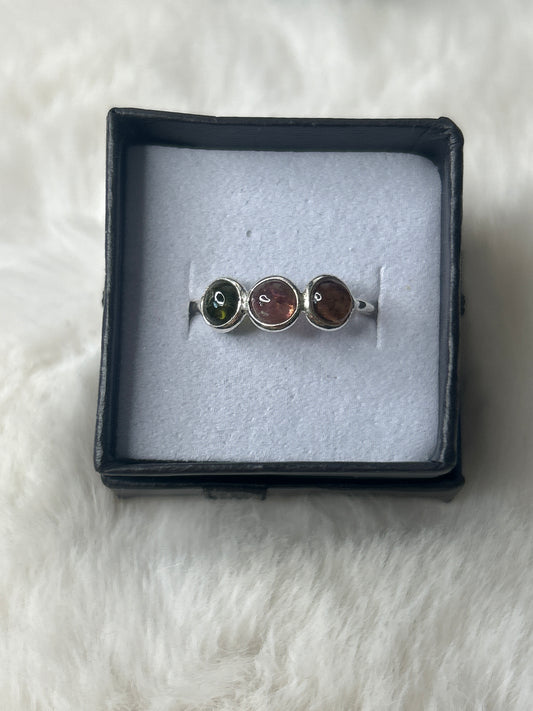 Multi Tourmaline Ring 925 Sterling Silver