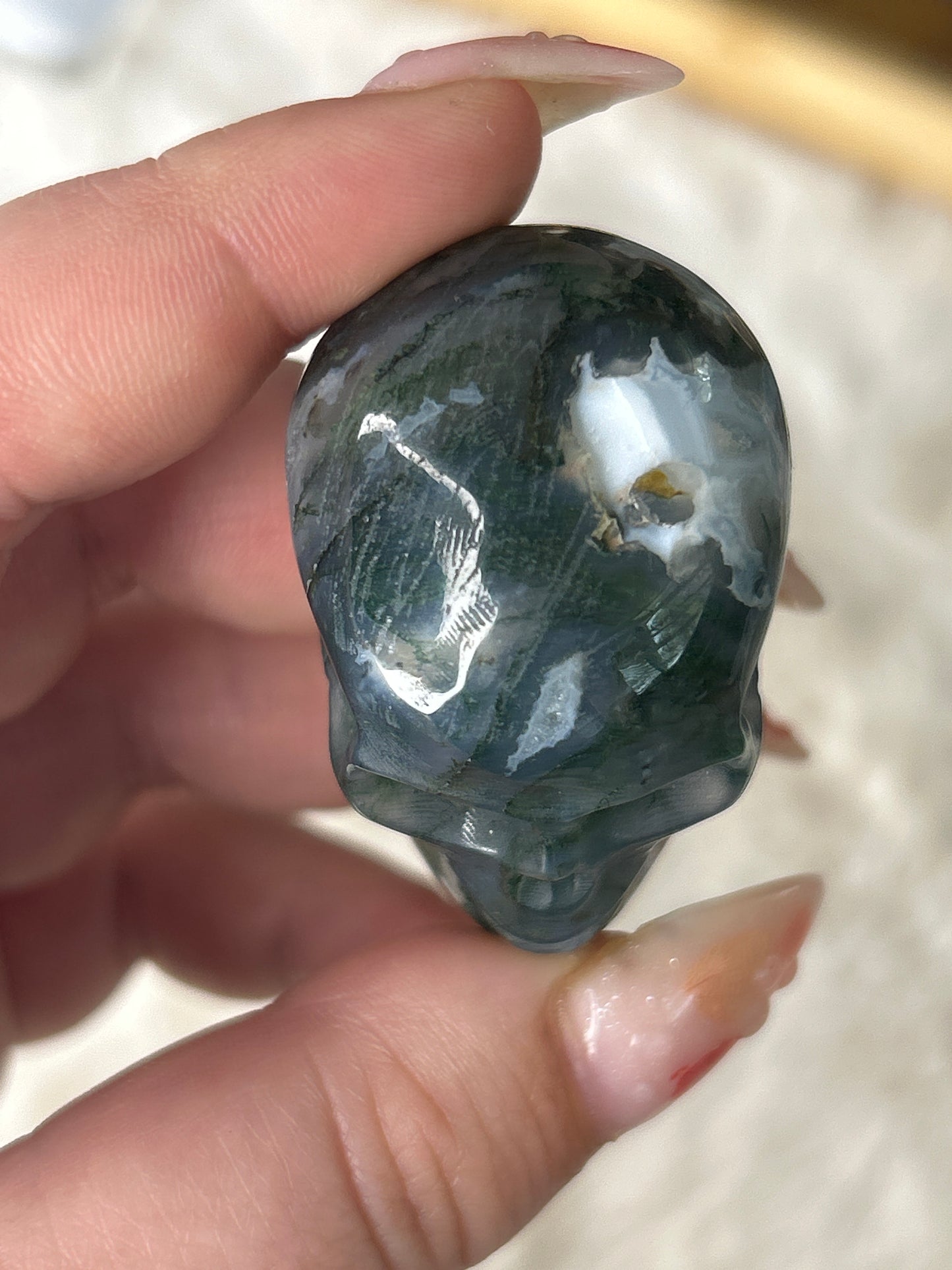 Moss Agate Skull