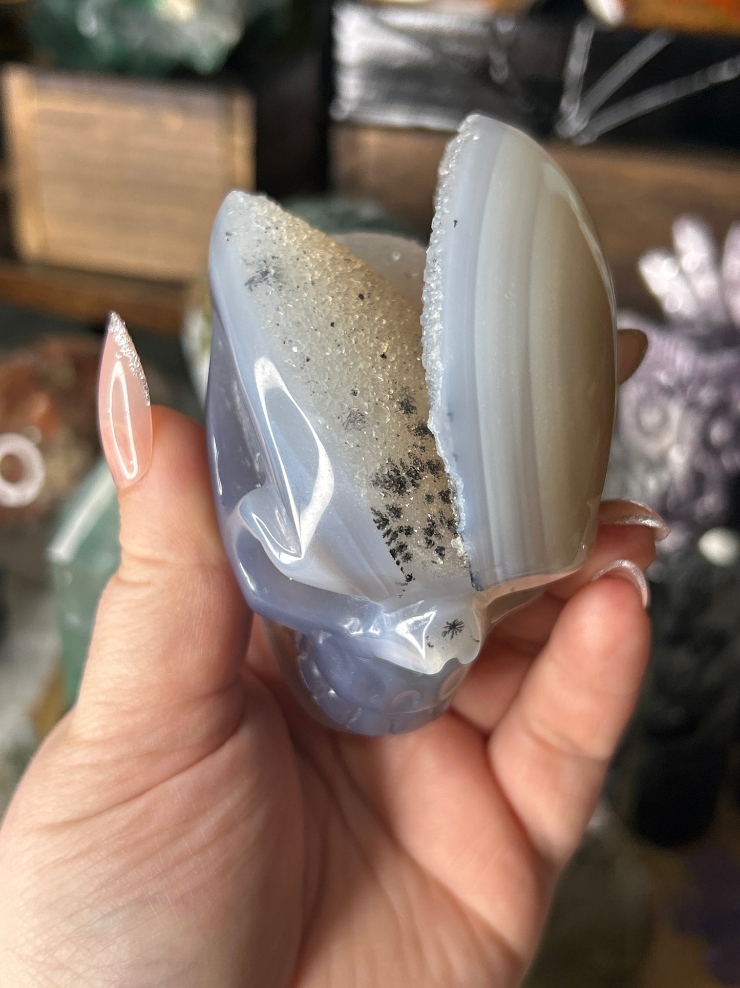 Druzy Agate Skull