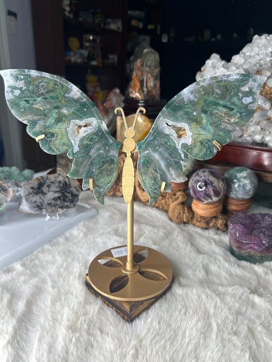 Moss Agate Butterfly Wings