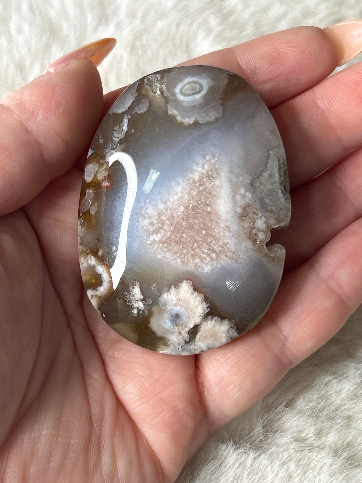 Flower Agate Palm Stone