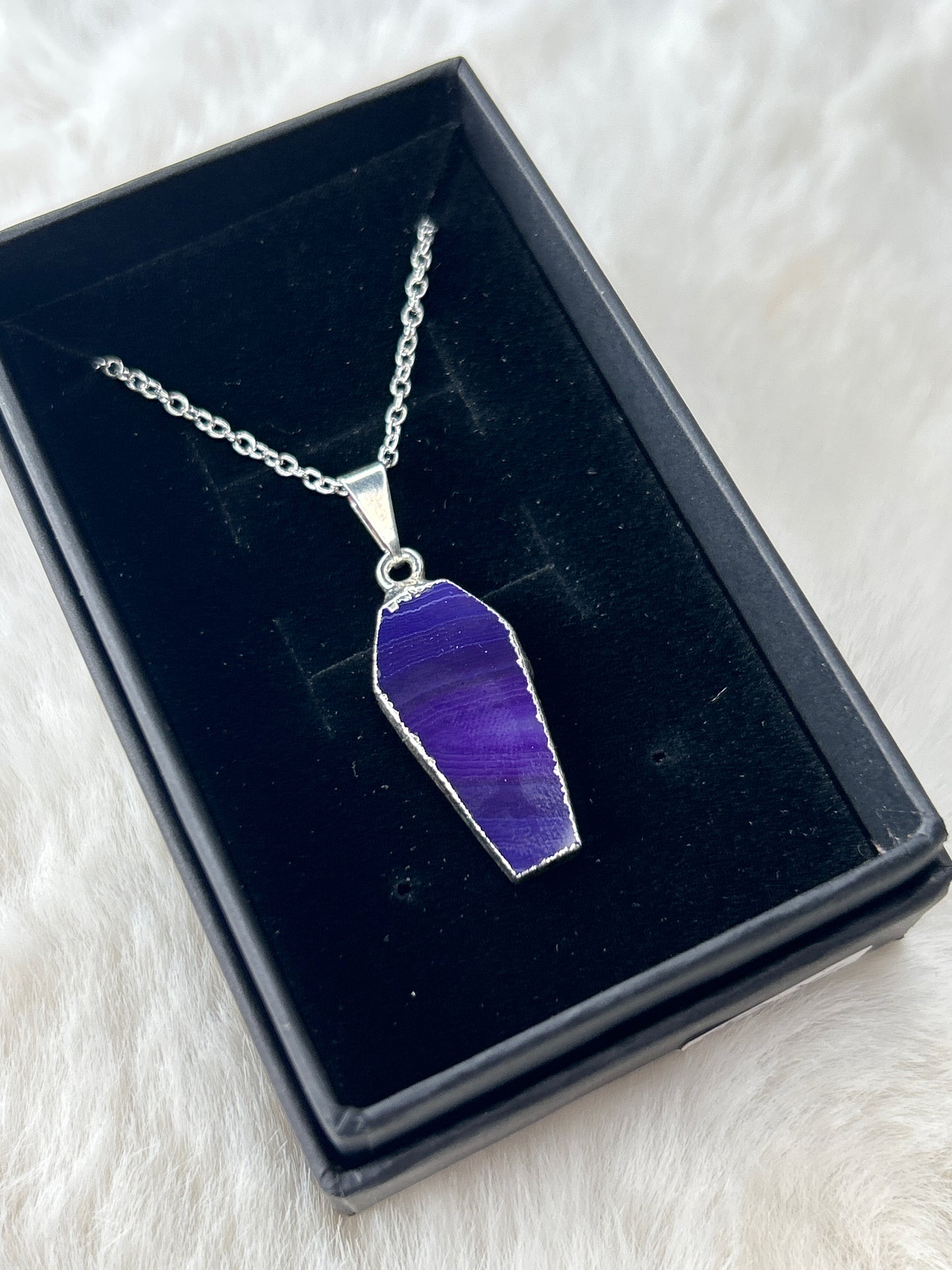 Dyed Agate Coffin Necklace