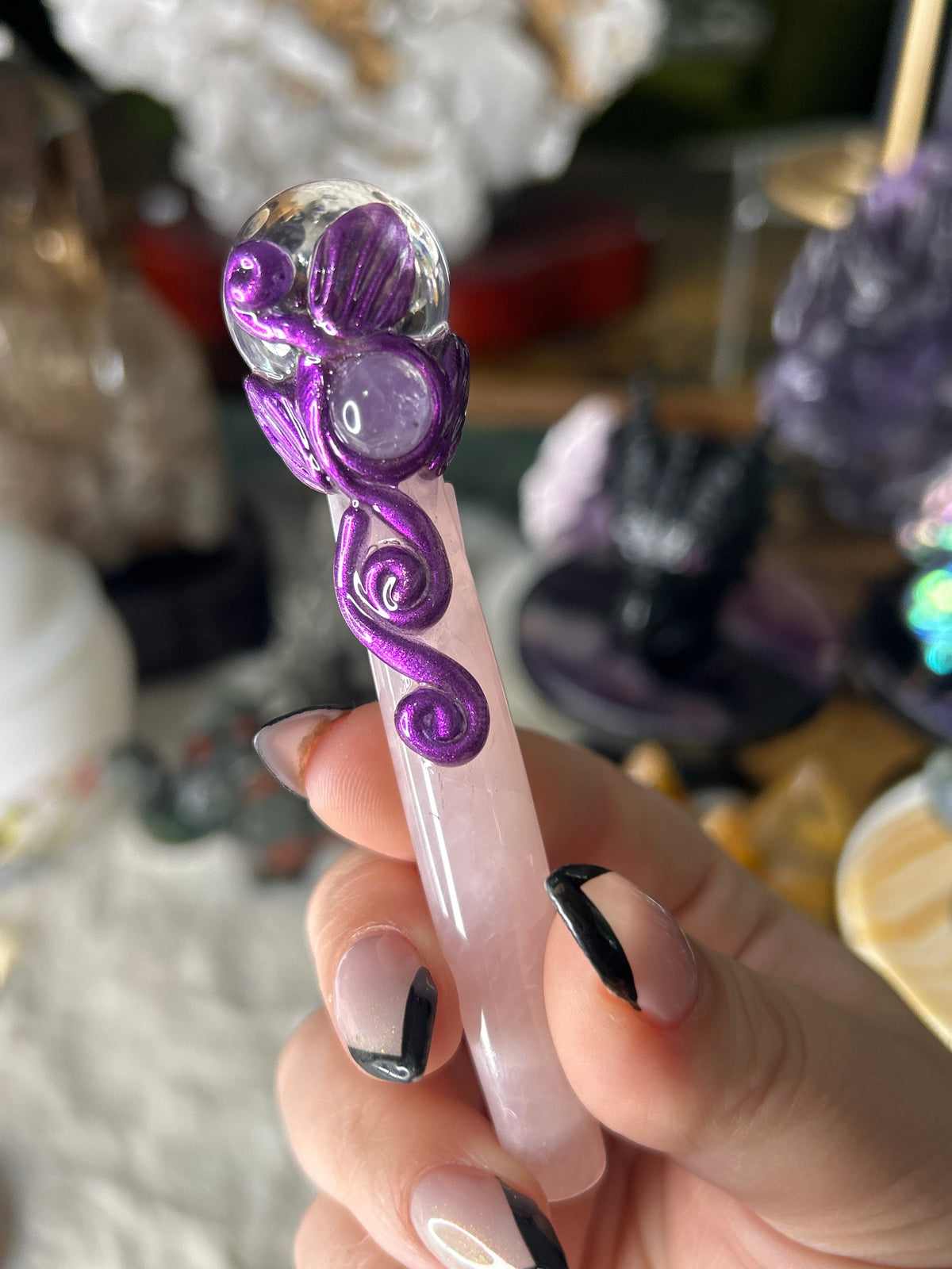 Rose Quartz & Amethyst Wand