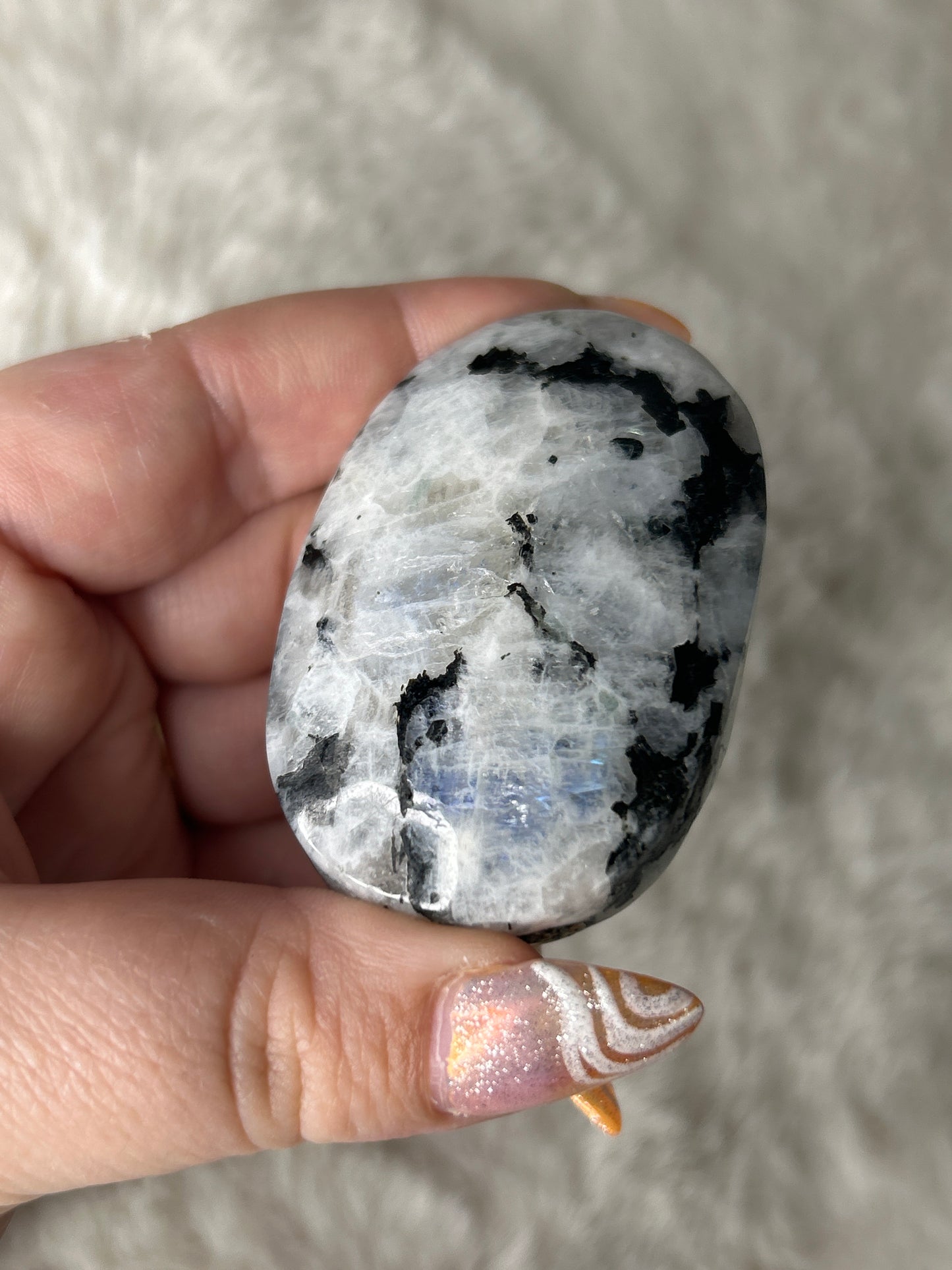 Rainbow Moonstone Palm Stone