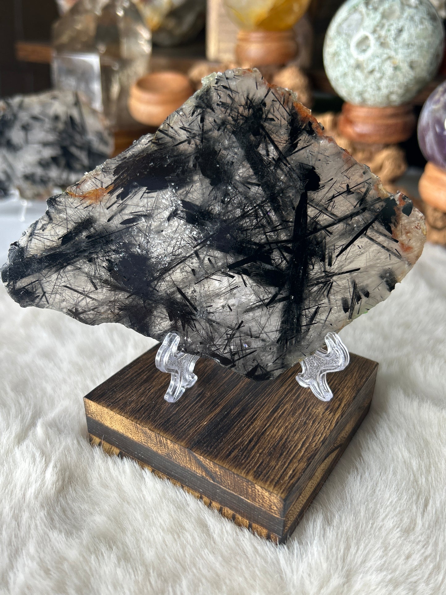 Black Tourmaline in Quartz Slab