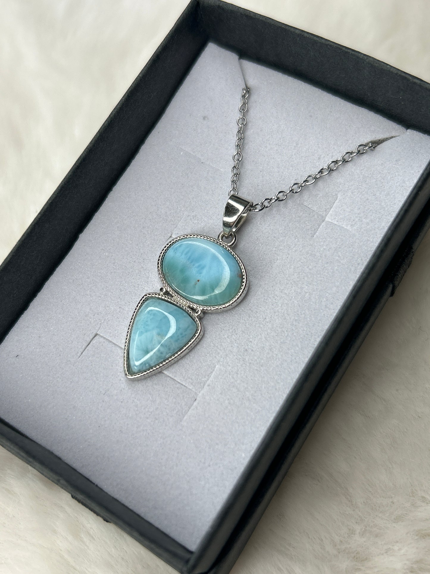 Larimar Necklace 925 Sterling Silver