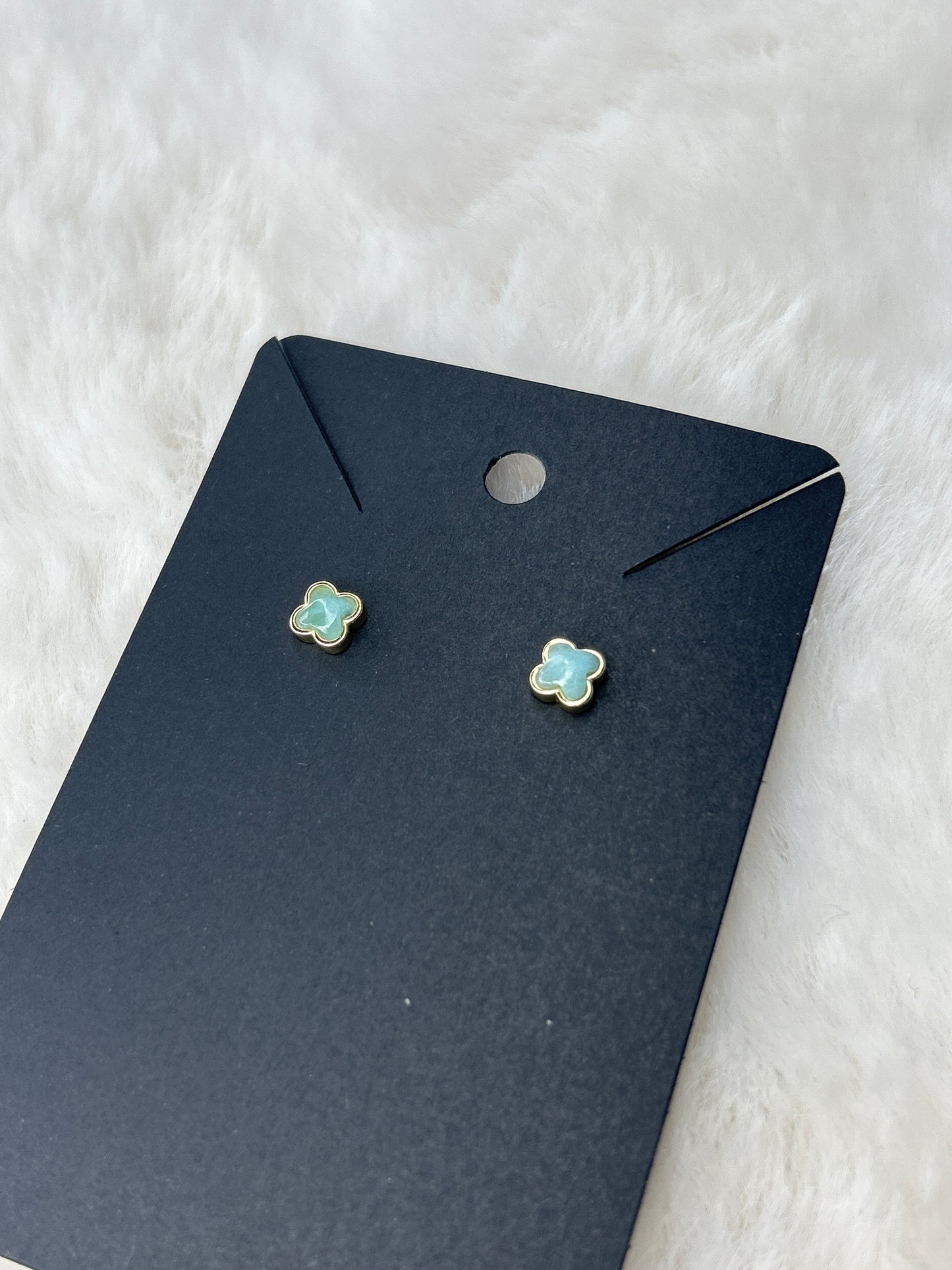 Larimar Clover Studs Gold Plated Sterling Silver