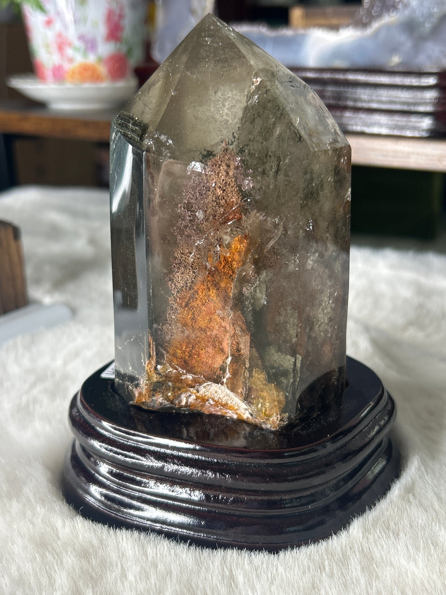 Garden Smoky Quartz with Custom Wood Base