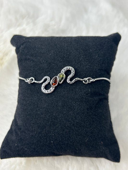 Amber Snake Bracelet 925 Sterling Silver