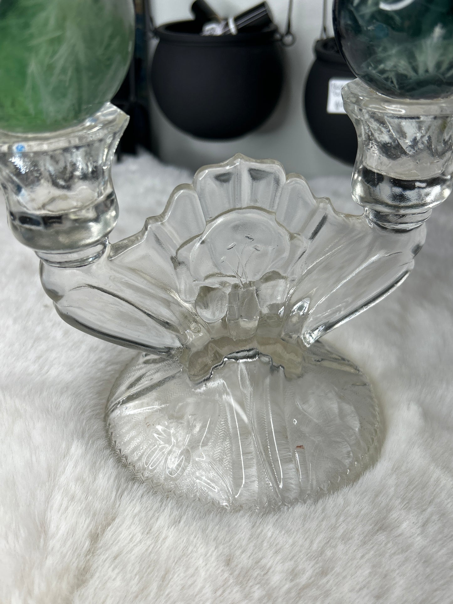 Vintage Glass Candelabra Sphere Stand