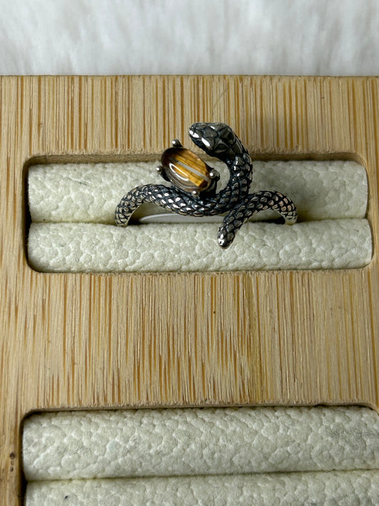Golden Rutile Snake Ring