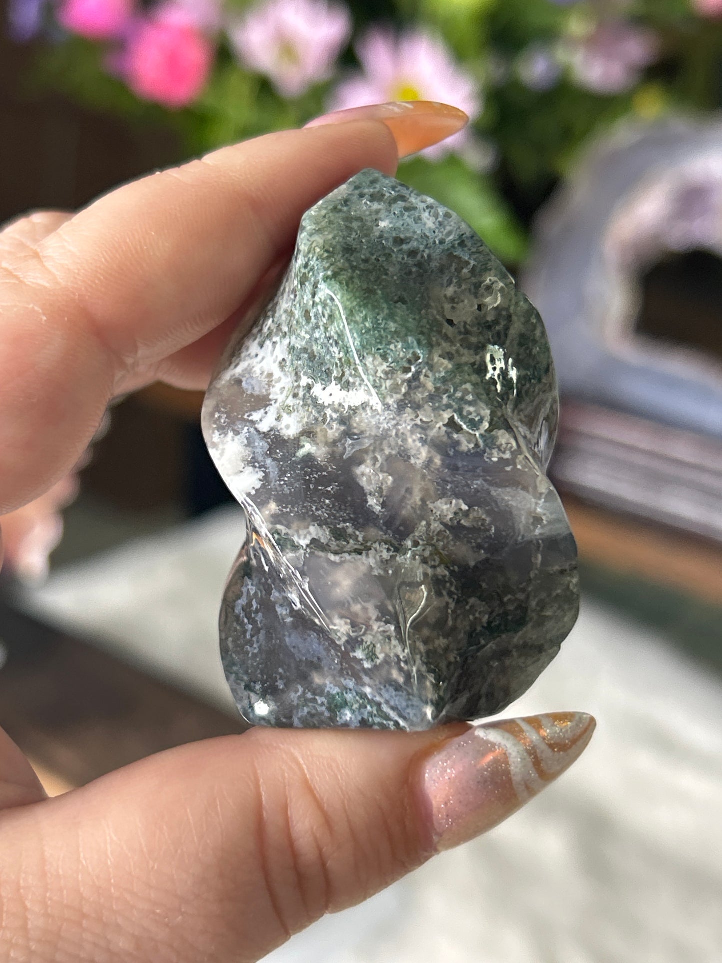 Mini Moss Agate Flame