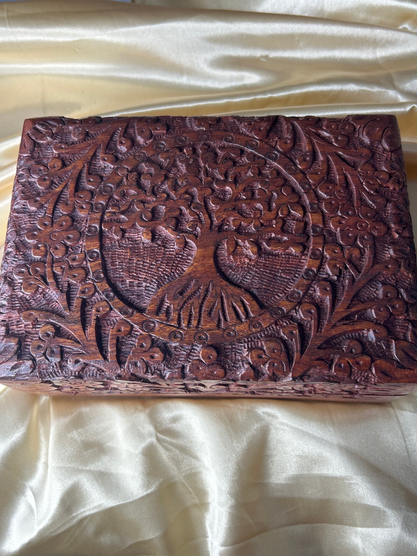 Tree of Life Carved Wooden Box