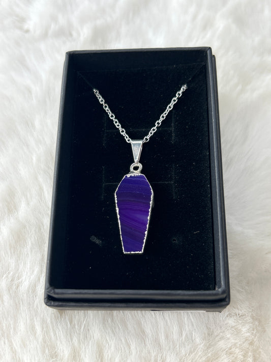 Dyed Agate Coffin Necklace