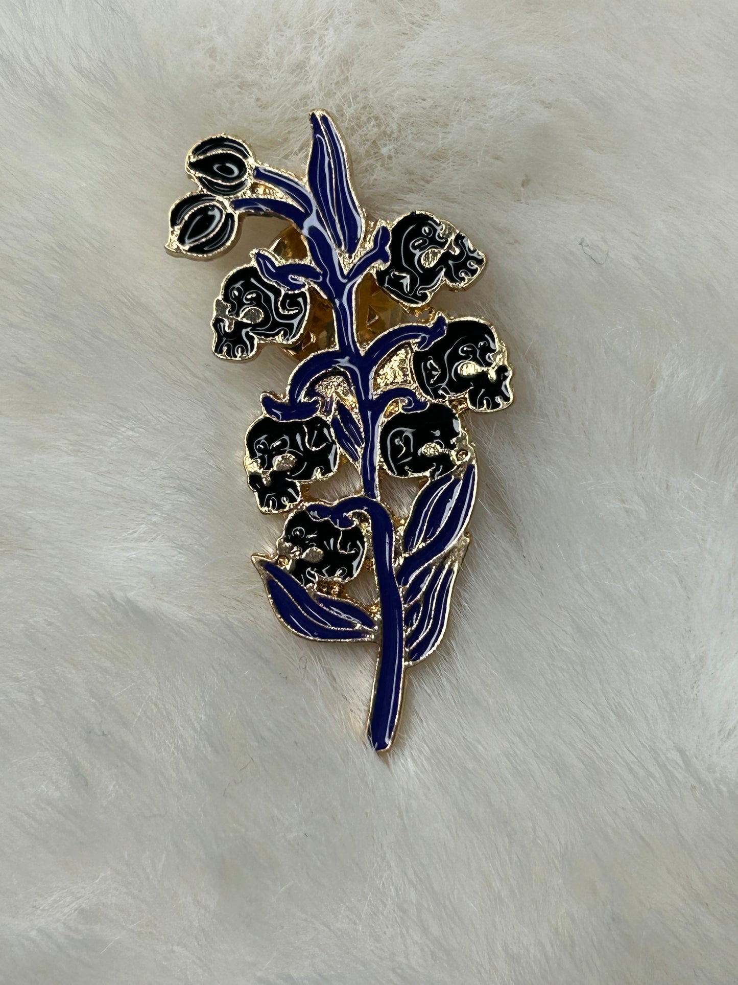 Lily of the Valley Skull Pin