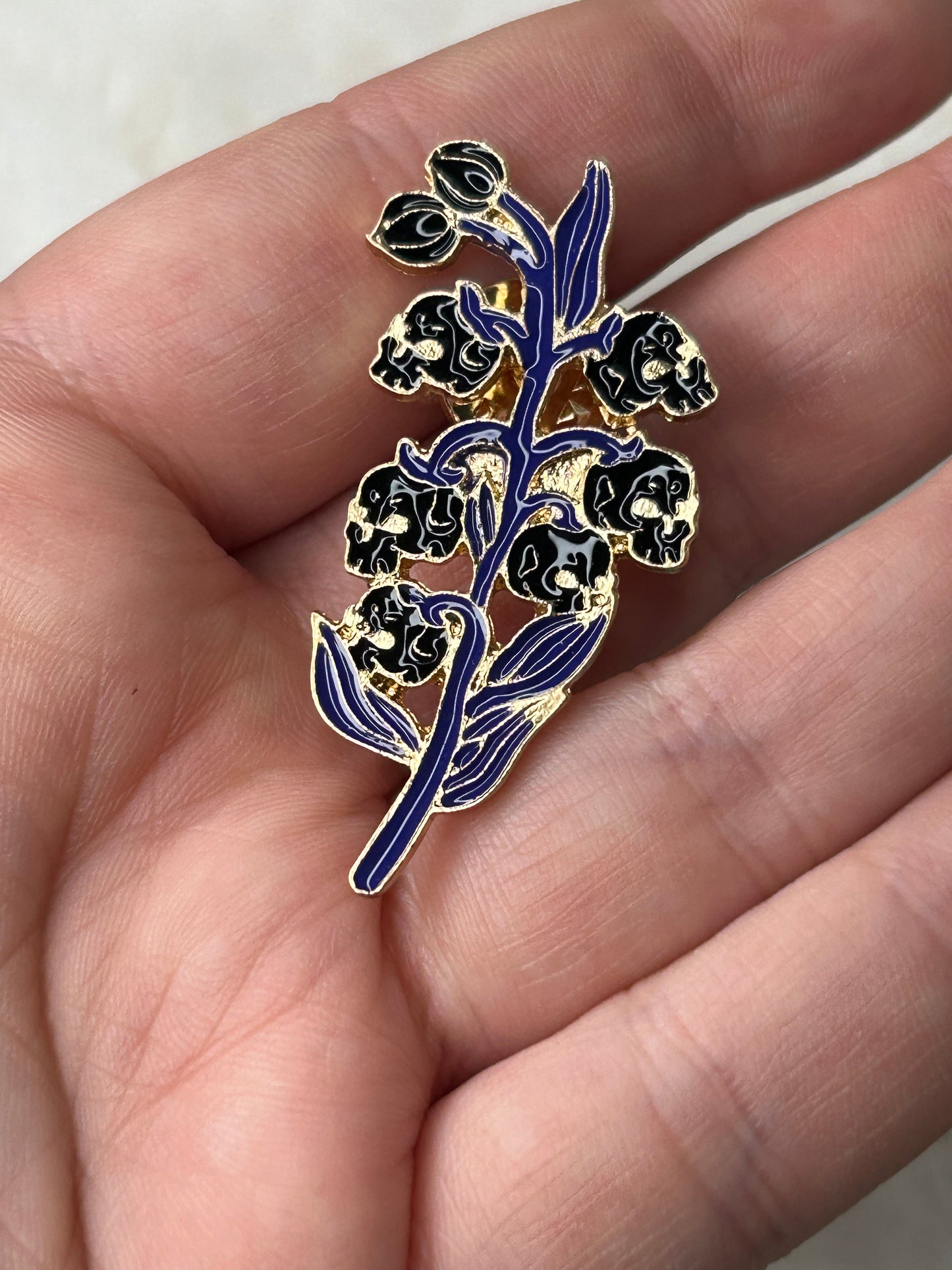 Lily of the Valley Skull Pin