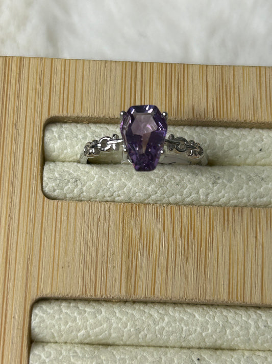 Amethyst Coffin Ring ⚰️-925 Sterling Silver