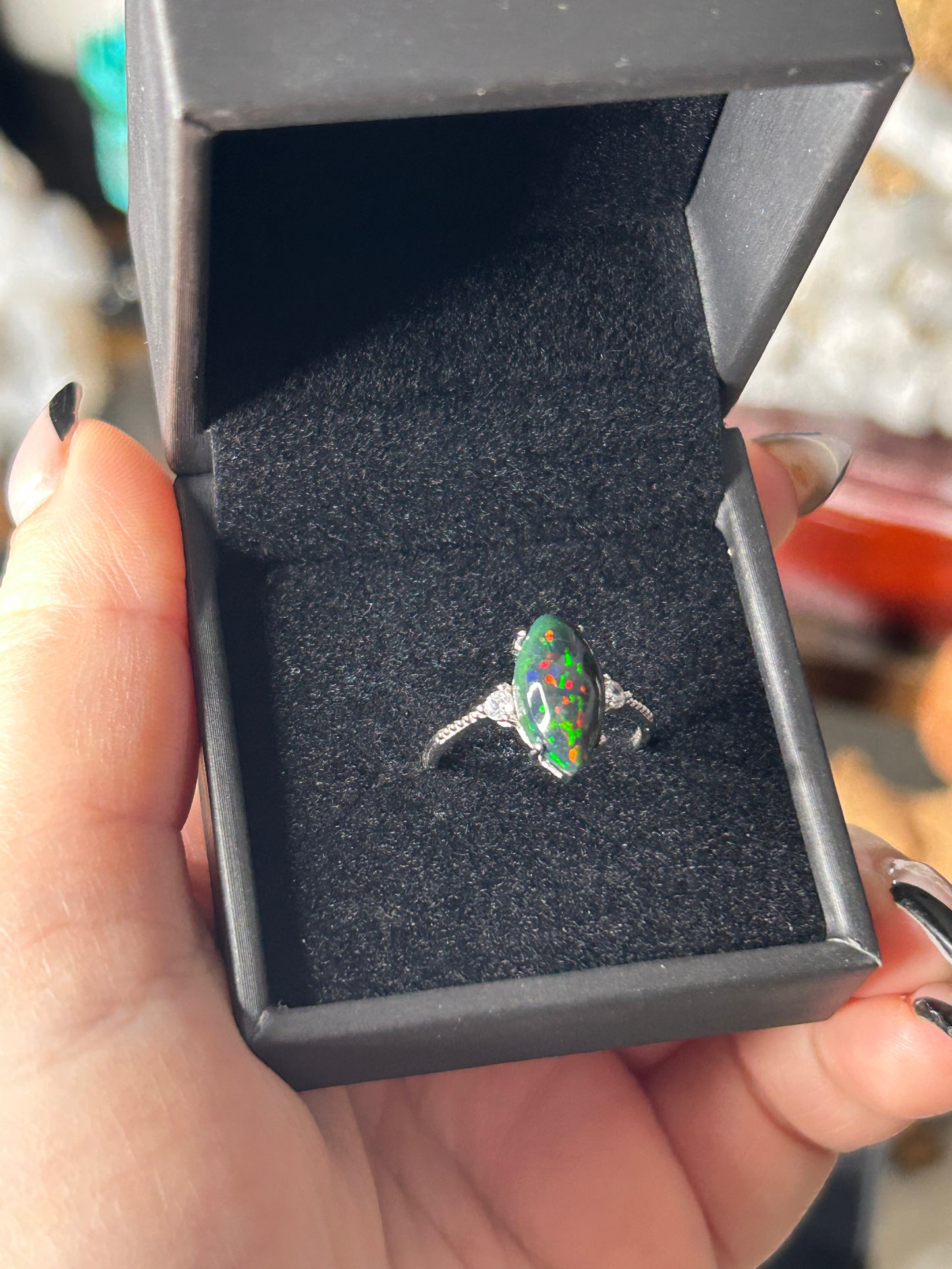 Black Opal 925 Sterling Silver Ring