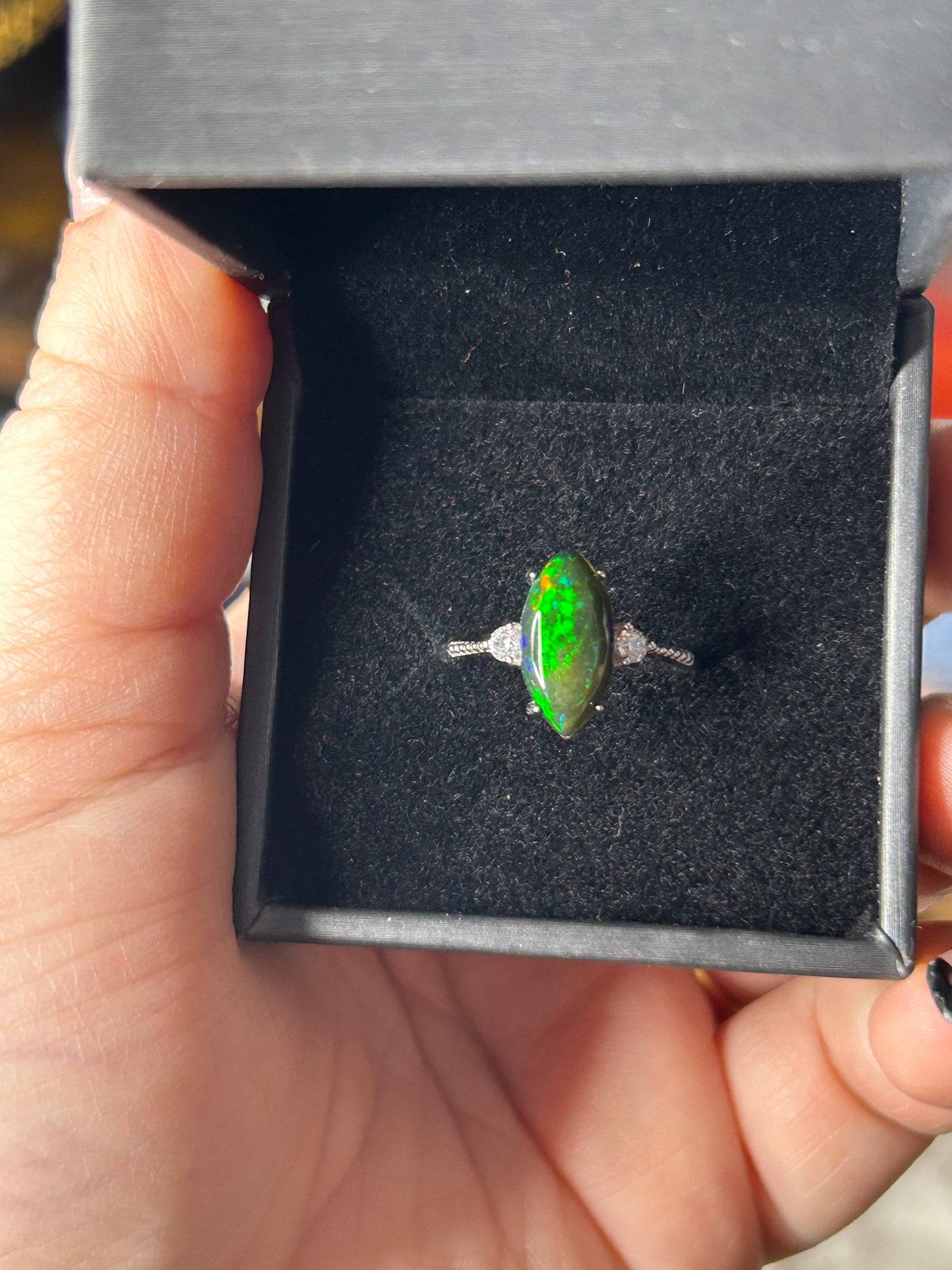 Black Opal 925 Sterling Silver Ring
