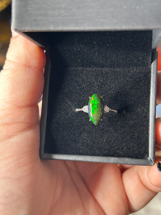 Black Opal 925 Sterling Silver Ring
