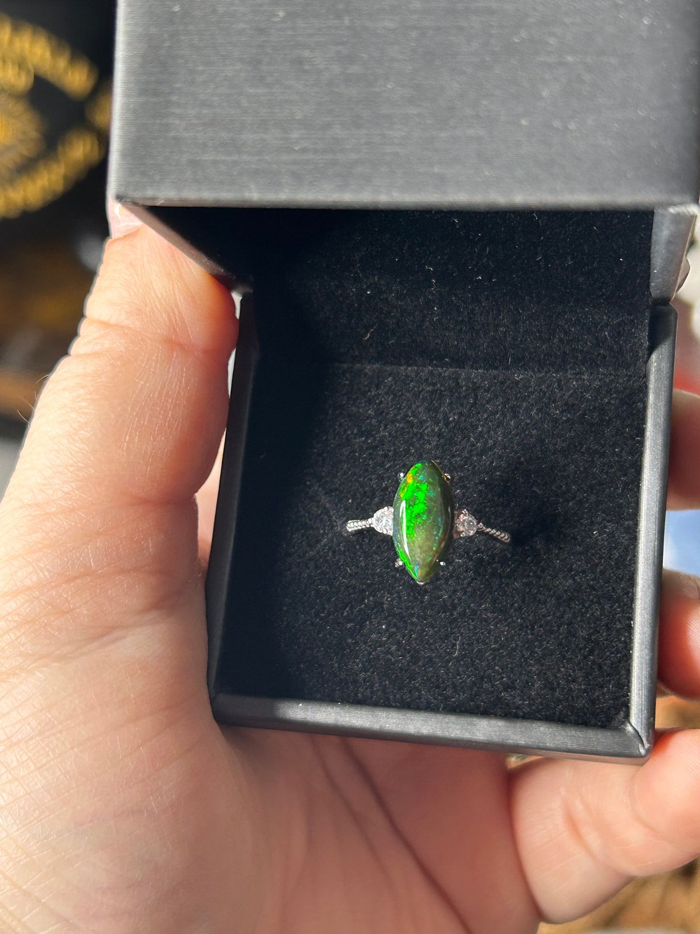 Black Opal 925 Sterling Silver Ring