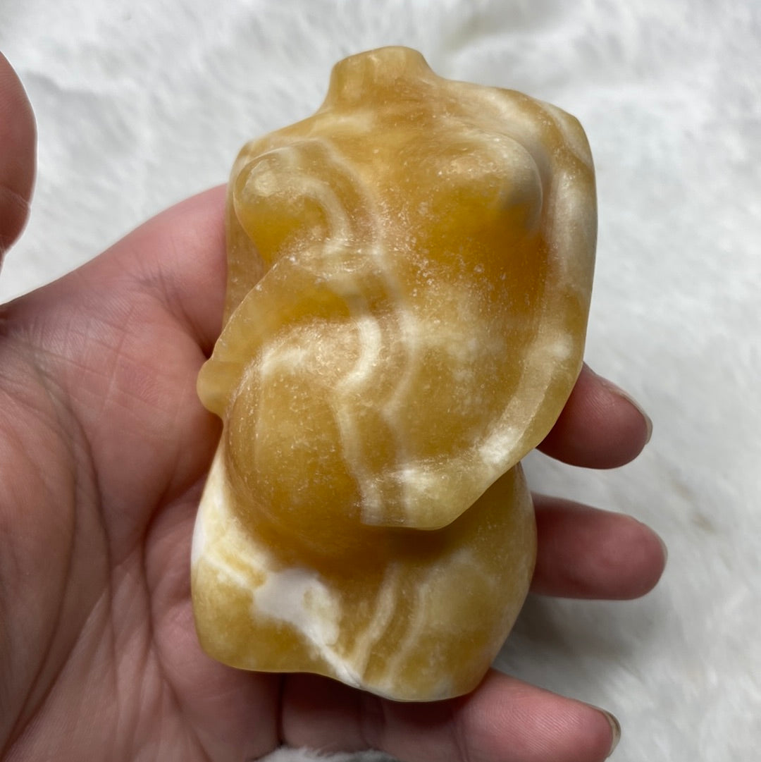 Orange Calcite Pregnant Body